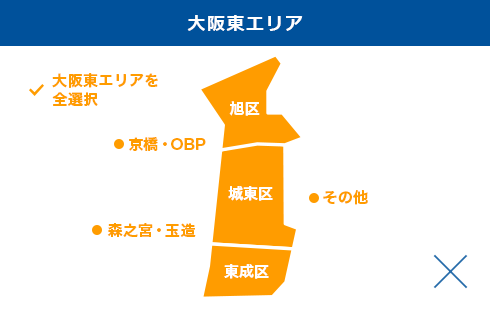 大阪東エリアを全選択